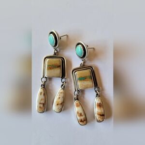 Turquoise and jasper dangle earrings
